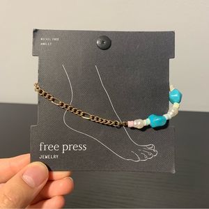NEW Free Press Jewelry nickel free anklet blue multi-gold ankle bracelet